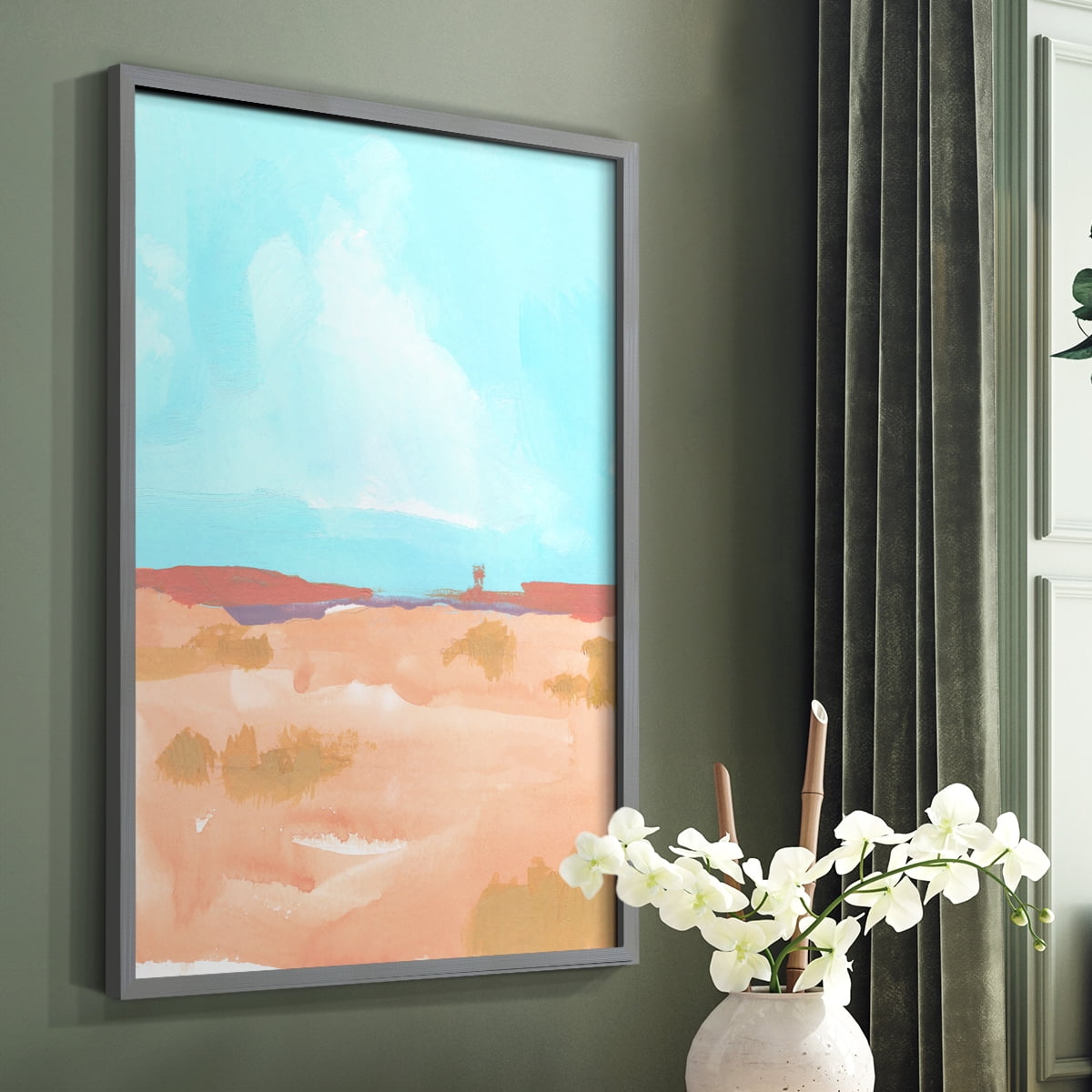 Wide Open Spaces II Framed Print in Gray Solid Wood 16 x 20 Framed Print