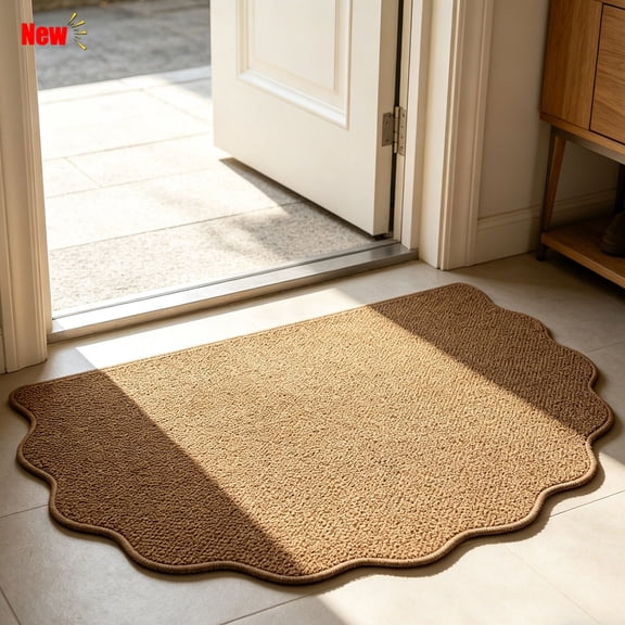 Scalloped Edge Half Round Floor Mat,Wear‑Resistant Area Rug Entryway Rug,for Entryway Porch Indoor Household Decoration