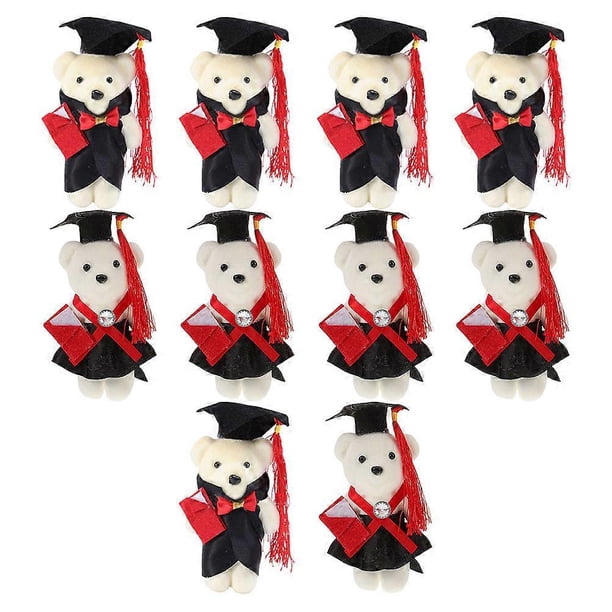 10Pcs Black Standing Mini Stuffed Graduation Toy Bear For Graduation Decorations Ideal For Men And Women With DIY Bouquet Decoration