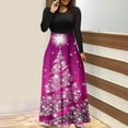 thumbnail image 2 of Edvintorg Maxi Dress for Women Women's Christmas Print Party Wedding Guest Dresses Loose Crew Neck Long Sleeve Casual Long Dress, 2 of 5