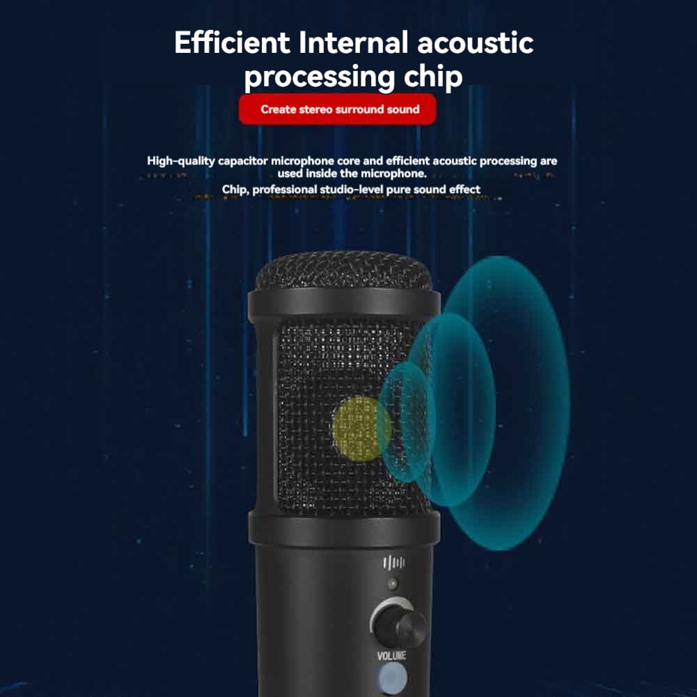 Gaming USB Microphone Noise Cancellation Condenser Mic for Pc Podcast Microphone with Boom Bracket C