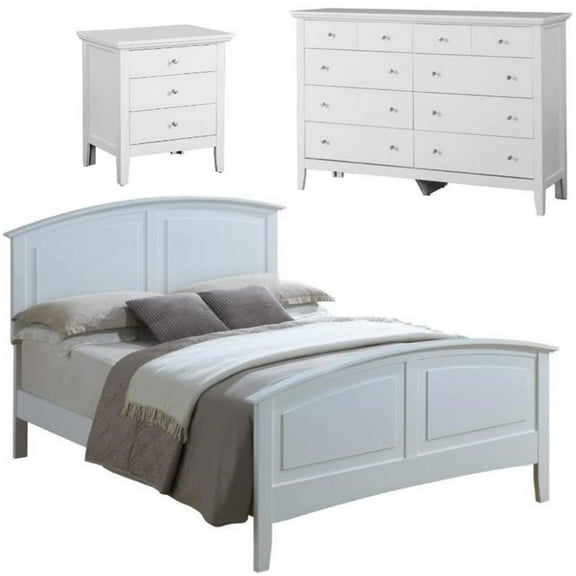 Home Square 3-Piece Set with Full Panel Bed 8-Drawer Dresser 3-Drawer Nightstand