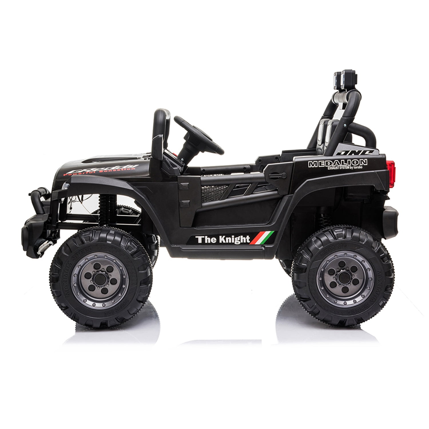 CIPACHO 12V Kids Ride On Truck Car with Parent Remote Control, Spring Suspension, LED Lights, AUX Port, Kids Electric Vehicle Toy, Black