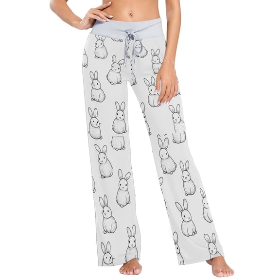 Ckdifva Bunny Rabbits Painting Womens Sleep Pajama Pants Waistband Lounge Sleepwear Pjs Sweatpants Yoga Pants