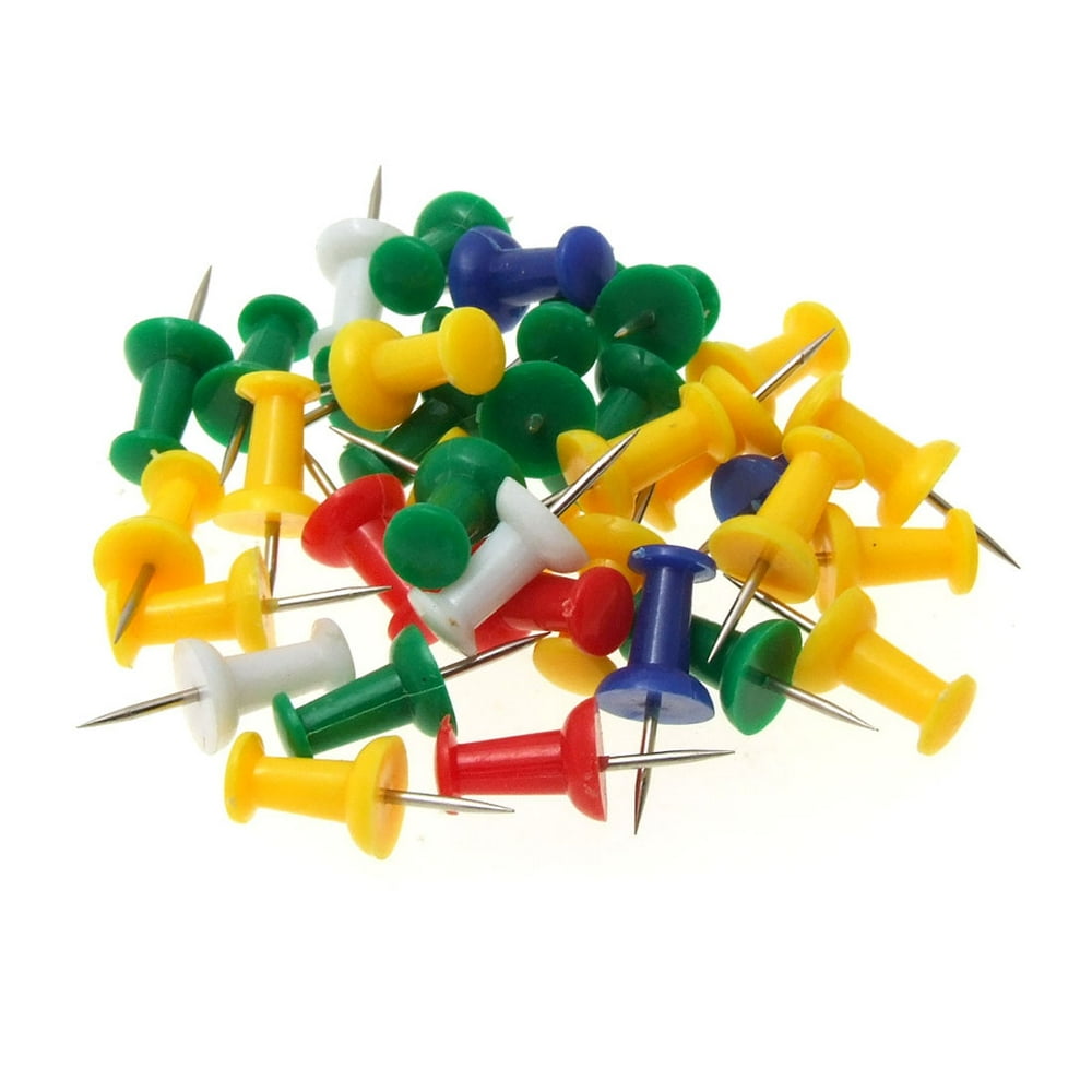 Unique Bargains New Plastic Heads Assorted Thumb Tack Push Pins 35PCS