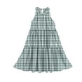 thumbnail image 5 of Abcomgle Girl's Summer Casual Dress Casual Halter Neck Sleeveless Midi Dress Plaid A-line Sundresses Swing Dresses 3-4 Years,Mint Green, 5 of 7