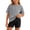 Gray, variant on Girls Summer Outfits 2 Piece Sets Oversized V Neck Side Split Shirts and Biker Shorts Athletic Sets Workout Outfits Pink 5 Years