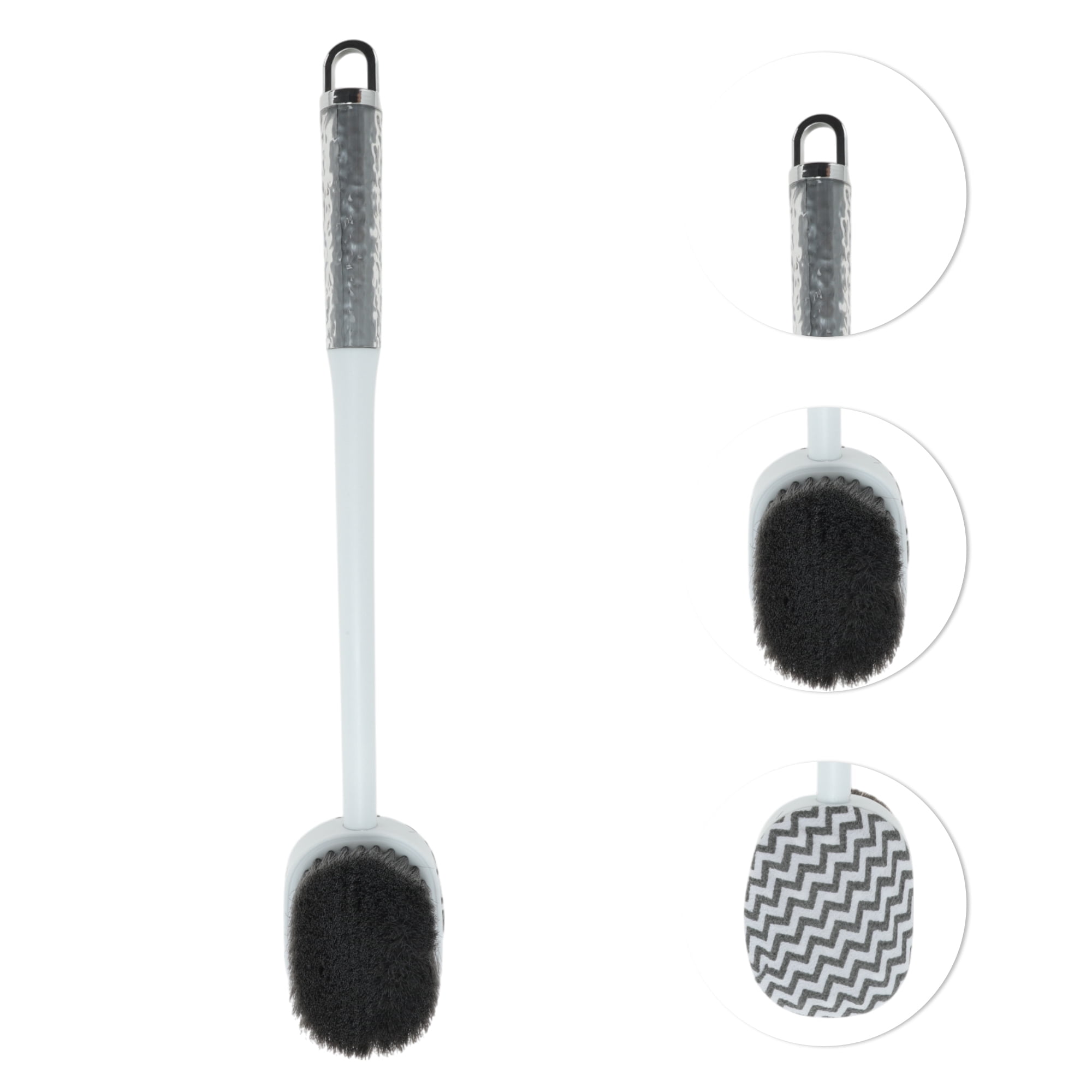 Unique Bargains Wave Handle Bath Brush Body Scrubber 1 Pc Gray Black