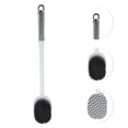 thumbnail image 3 of Unique Bargains 1 Pc Double Sided Wave Handle Bath Brush for Bathroom 16.93"x2.95"x2.36" Gray White, 3 of 6