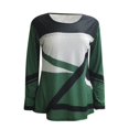 thumbnail image 4 of DeHolifer Tops for Women Long Sleeve Crewneck Color Block Pullover Tops Plus Size Fall Casual Fashion Blouse Green 5XL, 4 of 6