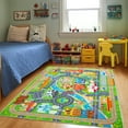 thumbnail image 3 of Socofuz Kids Car Play Rug for Playing, Toddler Car Track Play Mat Carpet, Children Area Rugs for Bedroom Playroom Nursery, 4'x5' City Life/Green, 3 of 11