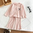 thumbnail image 2 of Linfrsh Toddler Outfits Girls' Cute Casual Bow Embroidery Long Sleeved Cardigan and Pants Set, 2 of 5