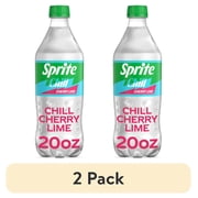 (2 pack) Sprite Chill Cherry-Lime Caffeine Free Soda Pop Bottle, 20 fl oz