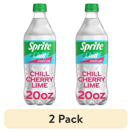 (2 pack) Sprite Chill Cherry-Lime Caffeine Free Soda Pop Bottle, 20 fl oz