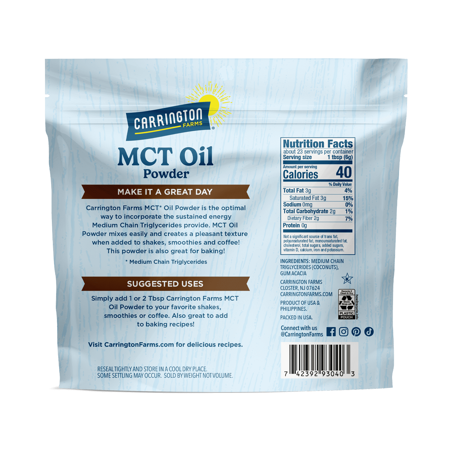 Carrington Farms MCT Oil Powder, 5oz