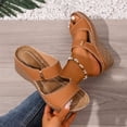 thumbnail image 4 of Heels for Women Solid Color Orthopedic Wedge Sandals Antislip Slip on Platform Walking Shoes Fashion Casual Slides Brown Size 6.5, 4 of 7