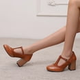 thumbnail image 5 of SACFOF Women's T-Strap Mary Jane Pumps Round Closed Toe Comfortable Low Chunky Block Heel Wedding Dress Evening Party Shoes, 5 of 6