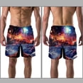 thumbnail image 3 of luoweisi Men's Beach Shorts Quick Dry Swim Trunks with Mesh Lining Galaxy M, 3 of 5