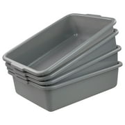 Cand 4 Packs Commercial Bus Tubs, Plastic Bus Box/Utility Box, Gray, 5.8 Gal.