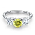 thumbnail image 3 of Gem Stone King 925 Sterling Silver Canary Mystic Topaz and White Zirconia Engagement Ring for Women | 2.50 Cttw | Round 6MM | Gemstone November Birthstone | Size 6, 3 of 6