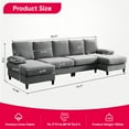 thumbnail image 2 of MUZZ U-Shape Sectional Sofa, Oversized Modular Sofa and Couch, 4 Seater Sleeper Couch w/Double Chaise, Light Grey, 2 of 8