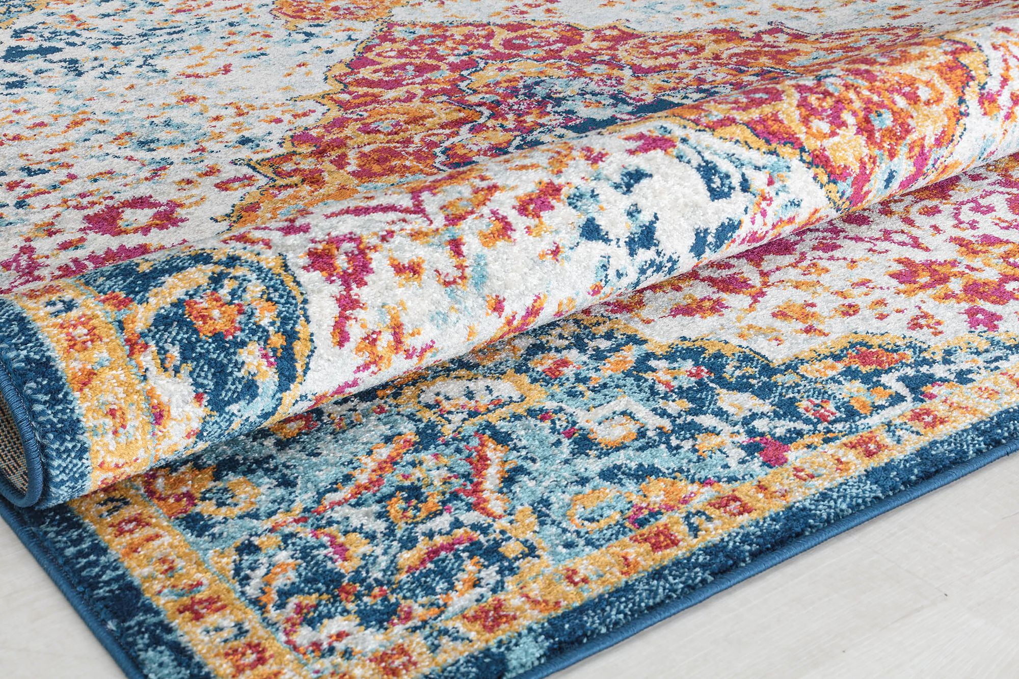 Harper HY50P Vivid Beauty Abstract Vintage Blue Area Rug, 2'6" x 8'