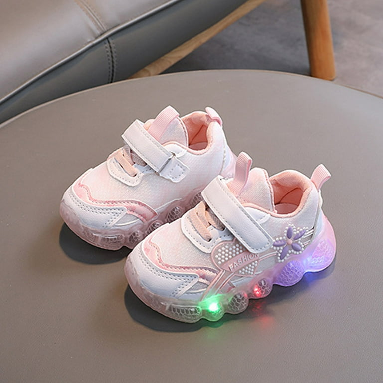 AJTQTH Toddler Stylish Neon Shoes Girls Boys Kids Cushioned Thick Soled Non Slip Running Shoes Velcro Soft Slip On Sneakers Mesh Breathable Casual