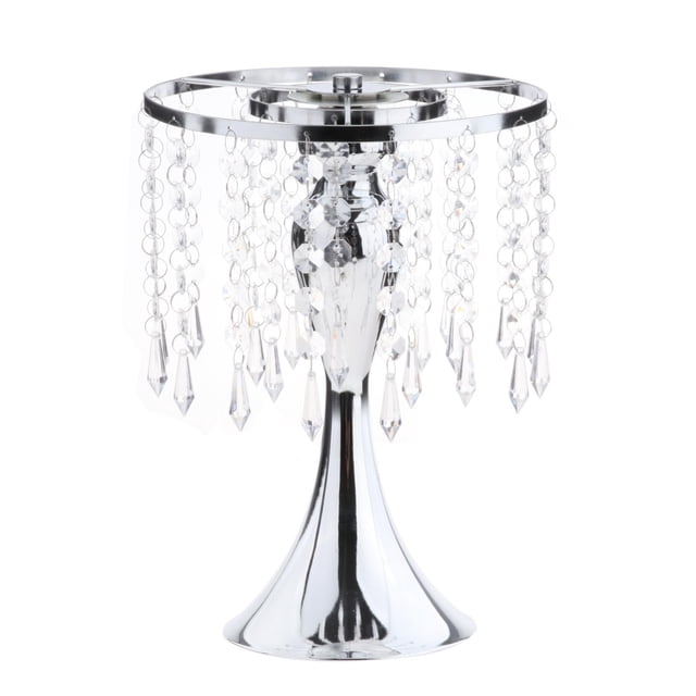Vela de cristal cónica de pilar, decoración de mediados de siglo para bodas, flores B-H 26cm-plata