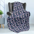 thumbnail image 4 of Exotic Soft Flannel Fleece Throw Blanket, Hibiscus Monstera Leaves Palms Island Foliage on Polka Dots, Cozy Plush for Indoor and Outdoor Use, 50" x 70", Pale Pink Slate Blue, by Ambesonne, 4 of 5