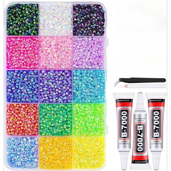32000pcs Colorful DIY Resin Rhinestone Kit, Bedazzler Kit with Rhinestones and Tools, Resin Jelly Rhinestones for Bedazzling Clothes, Shoes, Nails & DIY Diamond Art