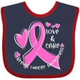 thumbnail image 3 of Inktastic Love, Care, Cure Breast Cancer Awareness Pink Ribbon Boys or Girls Baby Bib, 3 of 4
