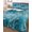 Navy, Indigo, Cyan, variant on Quilt King Size Bedding Set, Teal Blue Ocean Reversible Summer Quilt 3 Pieces, Modern Summer Coastal Sea Waves Lightweight Bedspreads Coverlets with 2 Pillow Shams for All Seasons