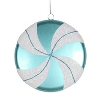 Vickerman 6" Teal-White Swirl Flat Candy Christmas Ornament