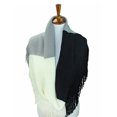 thumbnail image 2 of Black Gray White Tricolor Winter Knit Infinity Scarf With Fringe, 2 of 3