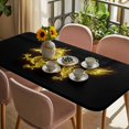 thumbnail image 3 of Dragon Flames Table Cloths for 6 Foot Rectangle Tables, Yellow Dragons Abstract Modern Art Patio Waterproof Elastic Fitted Tablecloths, Washable Rectangular Table Cover for Camping, 3 of 8