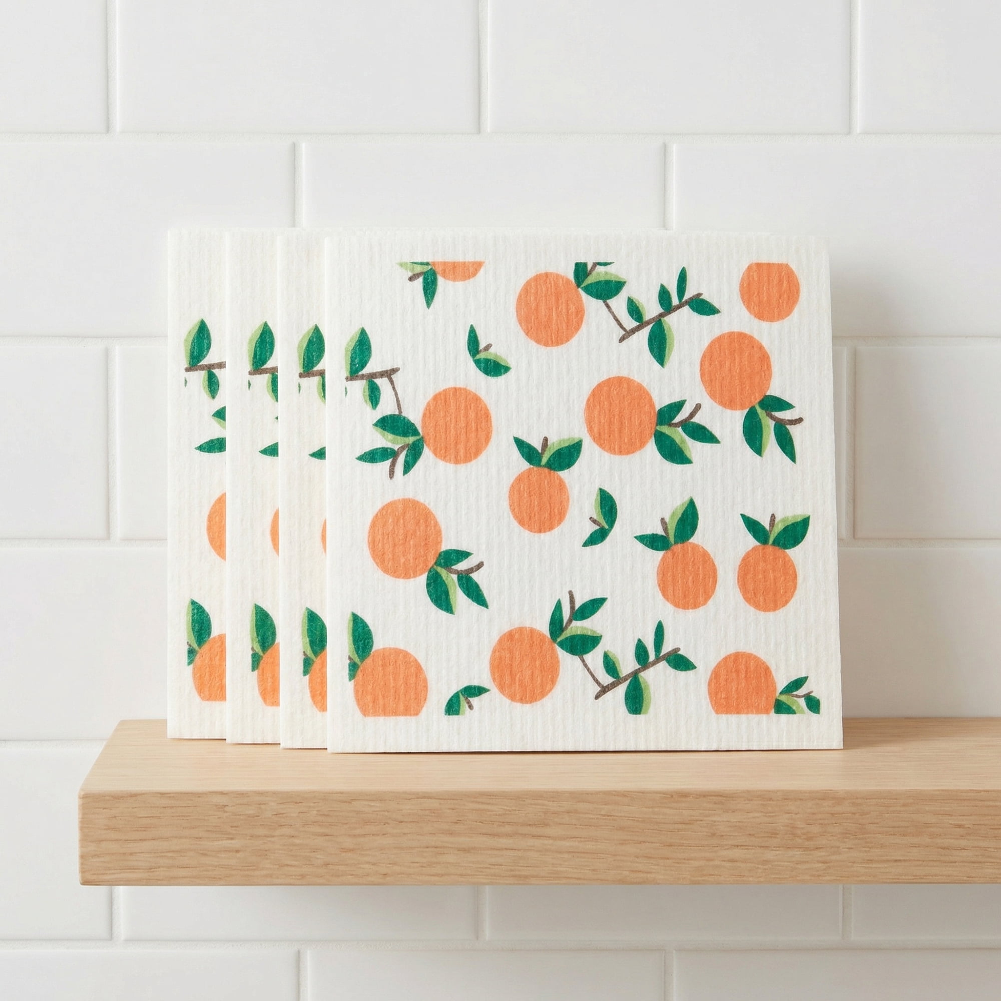 Unique Bargains Reusable Swedish Dish Cloths Banana 6 Pack Orange/Lemon 8" x 7"