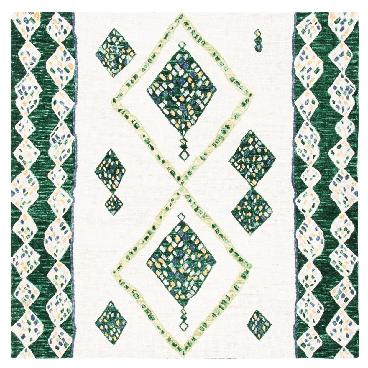 SAFAVIEH Aspen Byrne Southwestern Wool Runner Rug, Green/Ivory, 2'3" x 9'