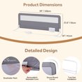 thumbnail image 3 of 59" Toddler Bed Rails, Double-Reinforced Steel Frame, Swing Down Extra Long Bed Bumper Sleep Bedrail Safety Side Guard Fits for 4.72" to 11.81" Thickness Mattresses, 3 of 8