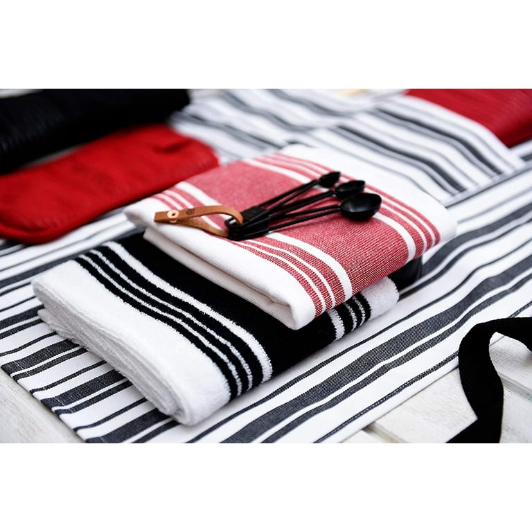 All-Clad Stripe Dual Sided Woven Kitchen Towel, Set of 3 - Cornflower