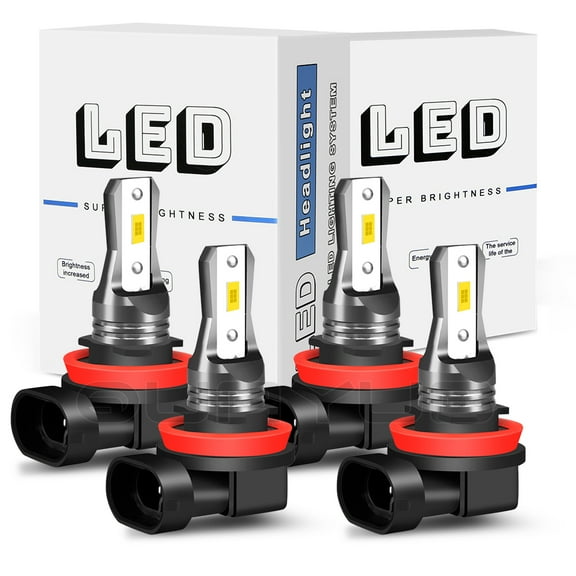 Quayub 4x H11 H11 Combo LED Headlight High Low Beam Bulbs Kit 6000K Super White Bright