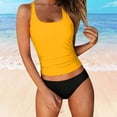 thumbnail image 4 of Antinious Women Period Solid Round Neck Short Bottom Built In Cup Wireless Stylish 2 Piece Bikinis Set, 4 of 5