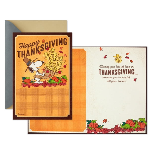 Hallmark Peanuts Thanksgiving Cards Assortment, Snoopy (4