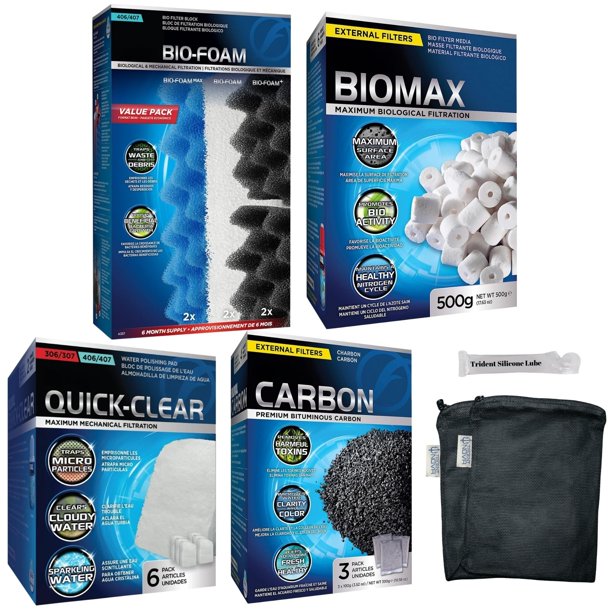 Trident Nova Filter Media 306/307 Filter Media Canister Filter Mantenimiento y reemplazo Kit de medios filtrantes que incluye bolsas de malla Trident Nova (Quick Clear/Almohadilla de pulido con agua B