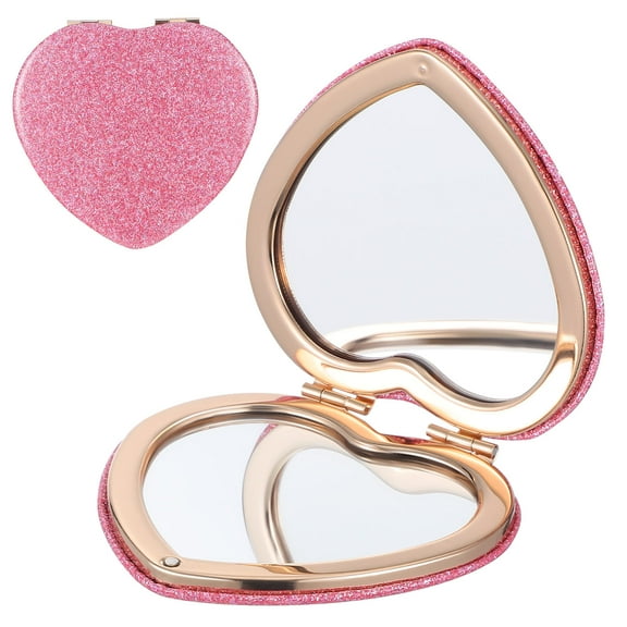 FOLOYORI Small Compact Mirror For Purse Folding Mirror Pink ABS 1Pack With Magnification