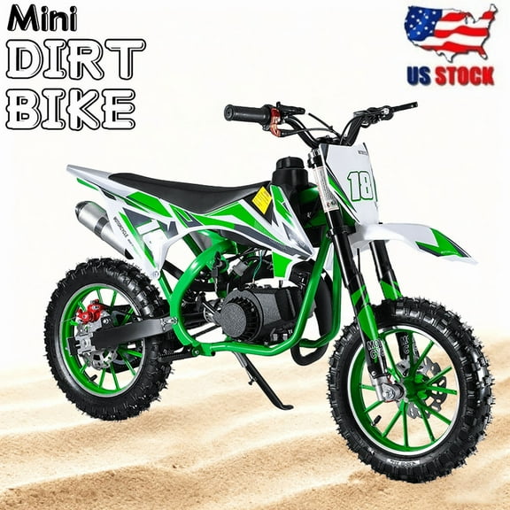 49cc Kids Dirt Bike, Dirt Bike for Kids, Mini Bike with 2-Stoke, Gas Power Motocross, Off Road Mini Motorcycle, Pocket Motorbike with Front Rear Disc Brakes, Racing Max Speed 40KM/H