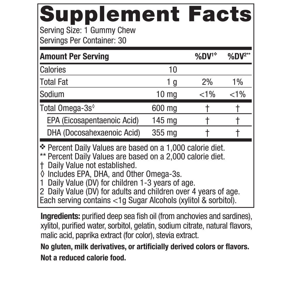 Nordic Naturals Children's DHA Gummies, 600 Mg, EPA & DHA , Non-GMO, 30 Ct