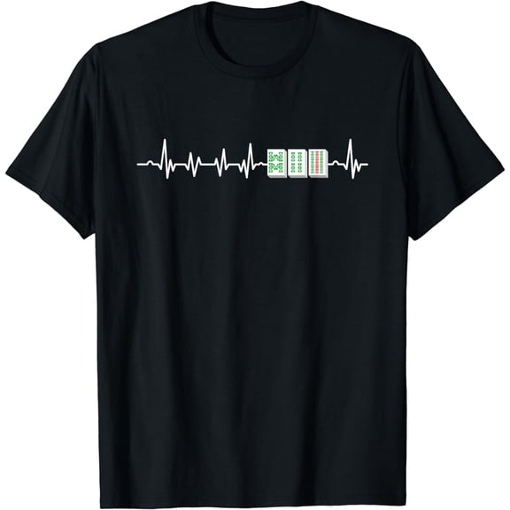 Mahjong Tile Game Gamer Gambler Mah Jong Gambling Heartbeat T-Shirt