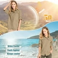 thumbnail image 4 of FEN AI Khaki Fishing Shirts Women Quick Dry Hiking Work Shirt Sun Protection UV UPF 50 Button Down Tops w/ Mesh Line Outdoor Safari with 2 Pockets, 4 of 7