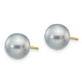 thumbnail image 2 of Real 14kt Yellow Gold 8-9mm Grey Button FW Cultured Pearl Stud Post Earrings; for Adults and Teens; for Women and Men, 2 of 3