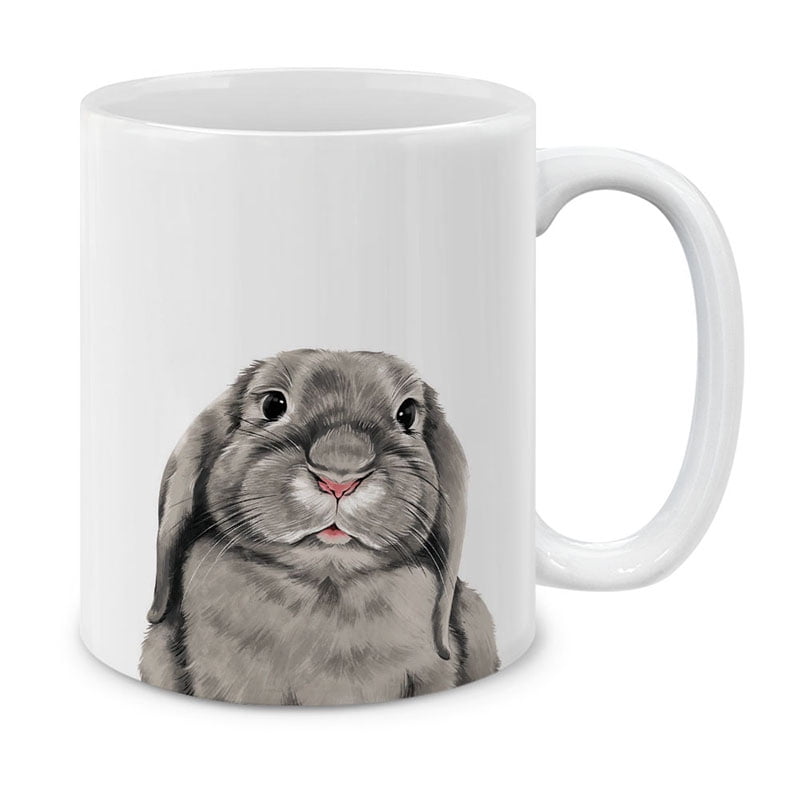 11oz mug CRAZY BUNNY LADY Ceramic Printed Coffee Tea Cup Gift 